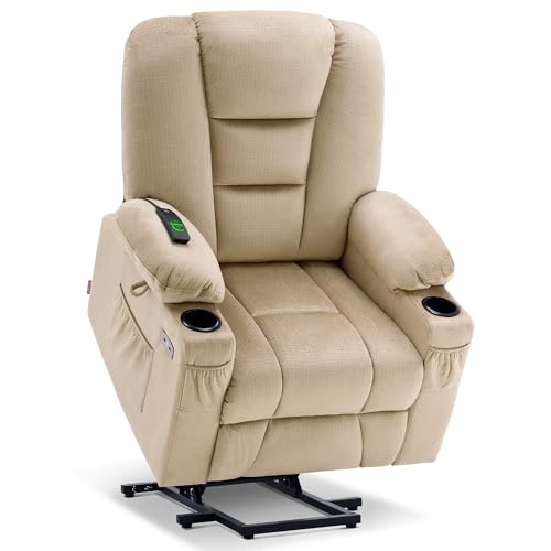Small Power Lift Recliner Chair with Massage and Heat, Fabric, Brown Q215307