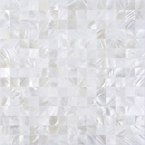 Ivory White Mother of Pearl Shell Mosaic Peel and Stick Tile Backsplash 6PCS T297