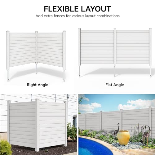 50"W X 50"H Vinyl Air Conditioner Fence Privacy Screen with Metal Stakes (2 Panels) L9847