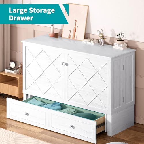 Queen Cabinet Cube Chest Bed with Tri-fold Mattress Y422