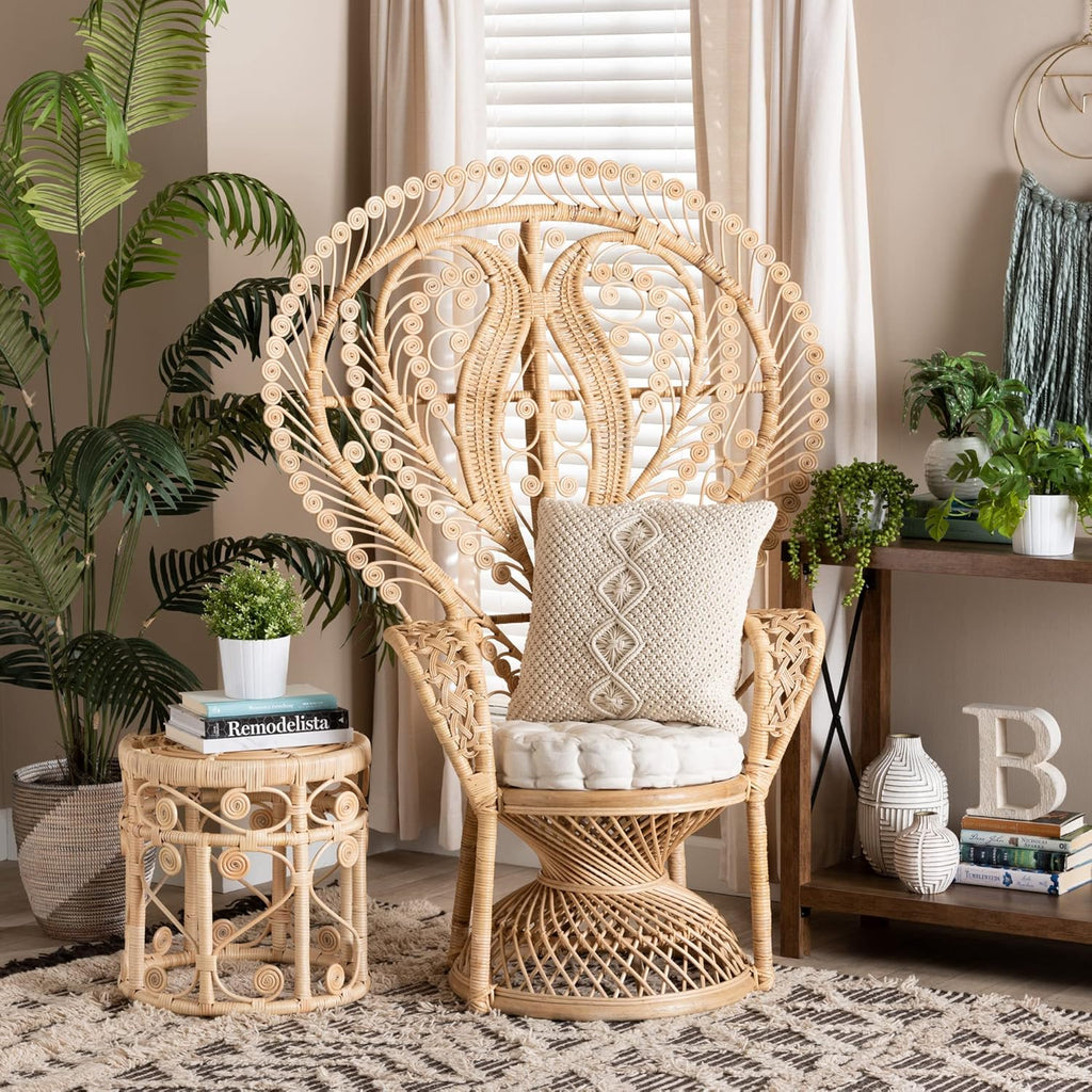 Oversized Natural Rattan Peacock Chair X205780