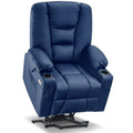 Small Dark Brown Faux Leather Power Lift Recliner Chair with Massage and Heat R3322