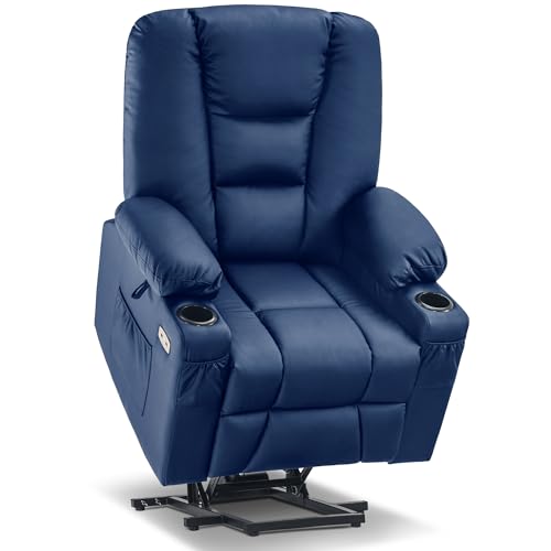 Small Dark Brown Faux Leather Power Lift Recliner Chair with Massage and Heat R3322