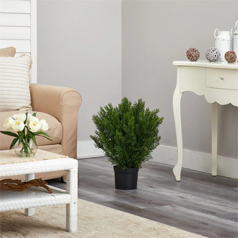 2'H Artificial Cedar Bush With Pot, Green/Black M967