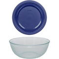 4.5 Quart Glass Mixing Bowl With Blue Lid Q823132
