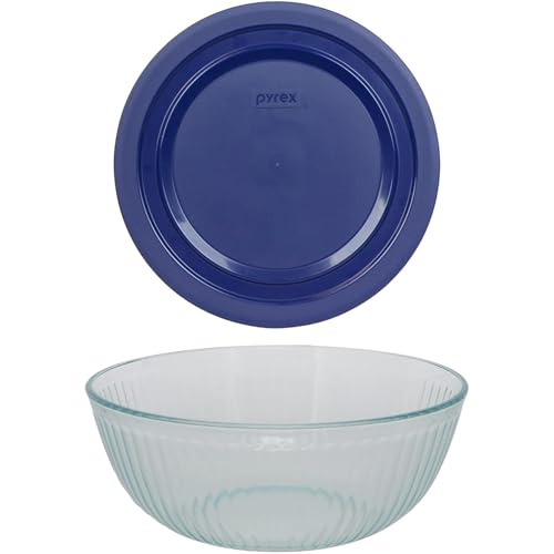 4.5 Quart Glass Mixing Bowl With Blue Lid Q823132
