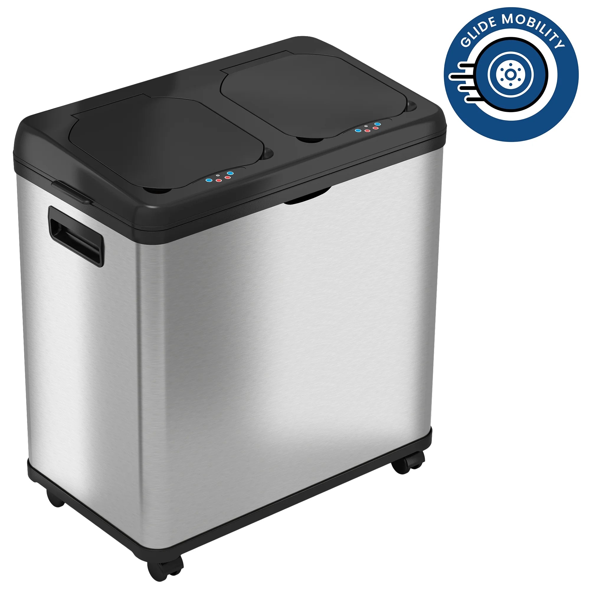 16 Gallon Stainless Steel Dual-Compartment Trash Can and Recycle Bin Q34599