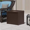 22 Gallon Small Deck Box with Storage Seat - Weather Resistant Plastic Resin Storage Container and Seat E611
