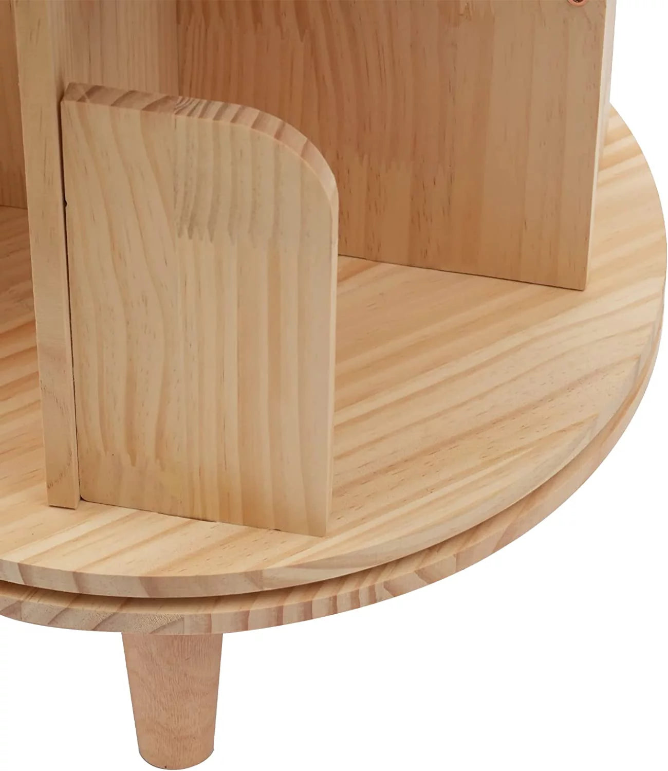 Wooden Rotating Bookshelf with 4 Legs Floor Standing Bookcase 3 Tiers M799757