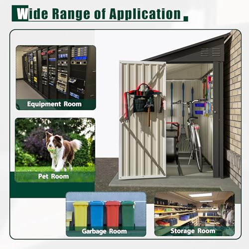 Black Heavy-Duty Outdoor Metal Storage Shed with Floor Base T474
