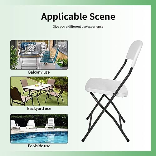 White Plastic Folding Chairs Set of 4 with Metal Frame O376263