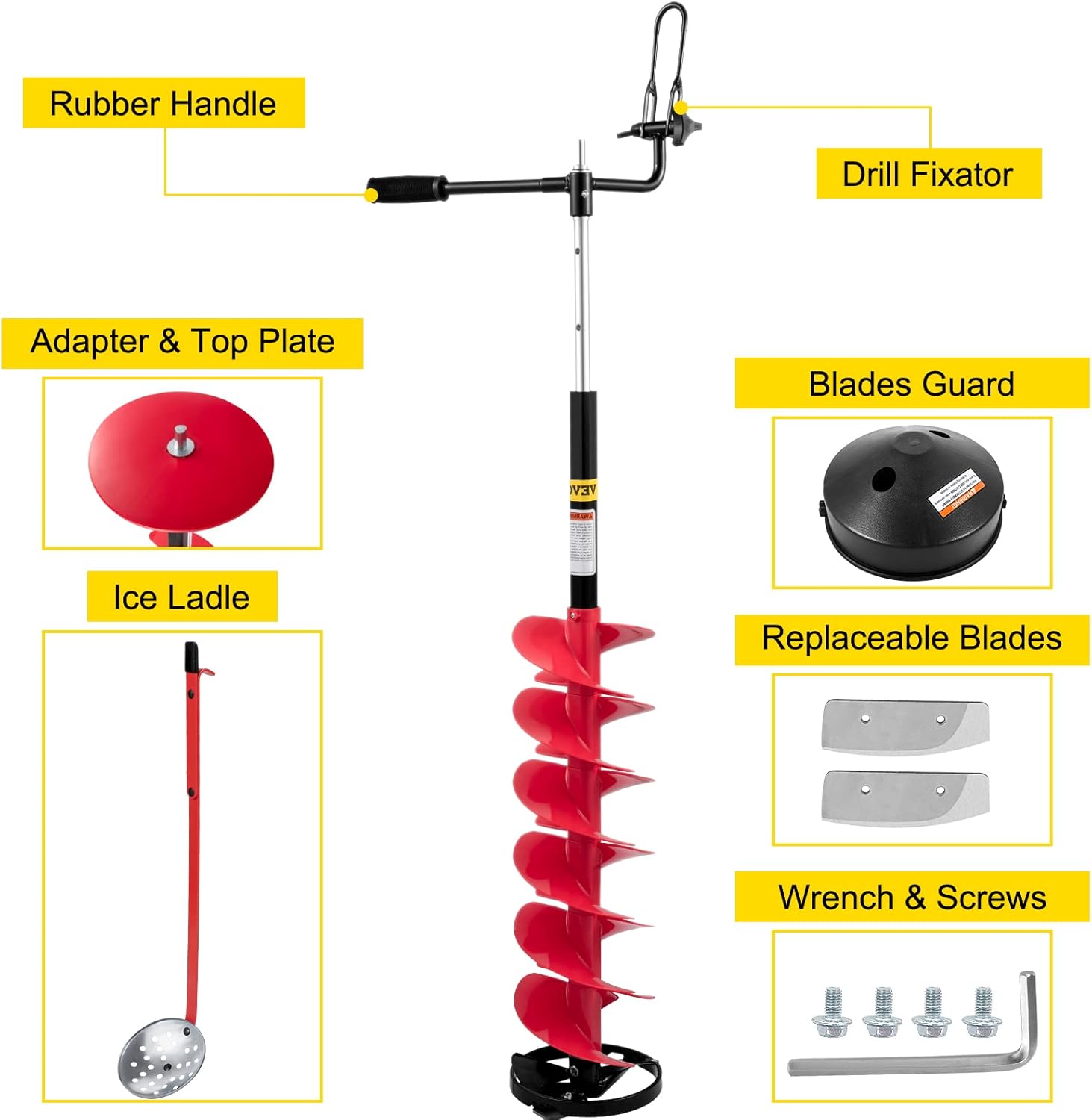 8'' Diameter Nylon Ice Auger with Adjustable Extension Rod G95083