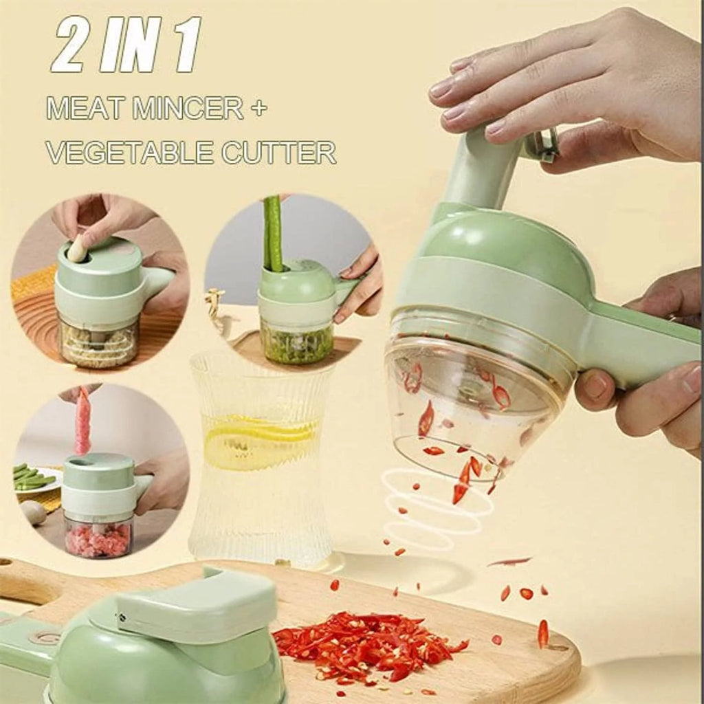 4 in 1 Mini Handheld Electric Vegetable Cutter Set Wireless Food Chopper Grinder Food Processor W111