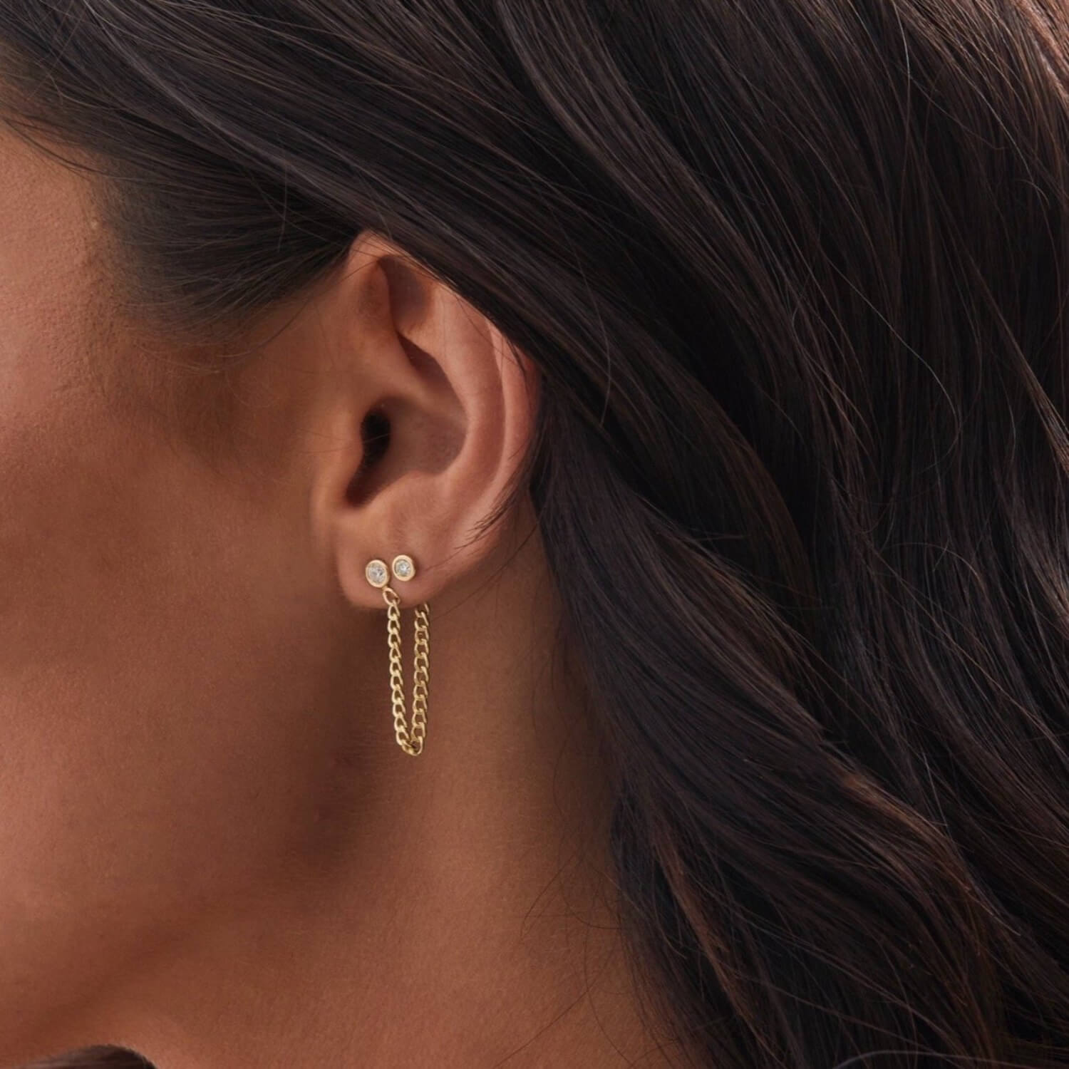 Cuban Link Drop Diamond Earring K593729