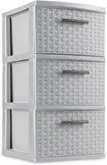 3 Drawer Plastic Cement Weave Tower N55760