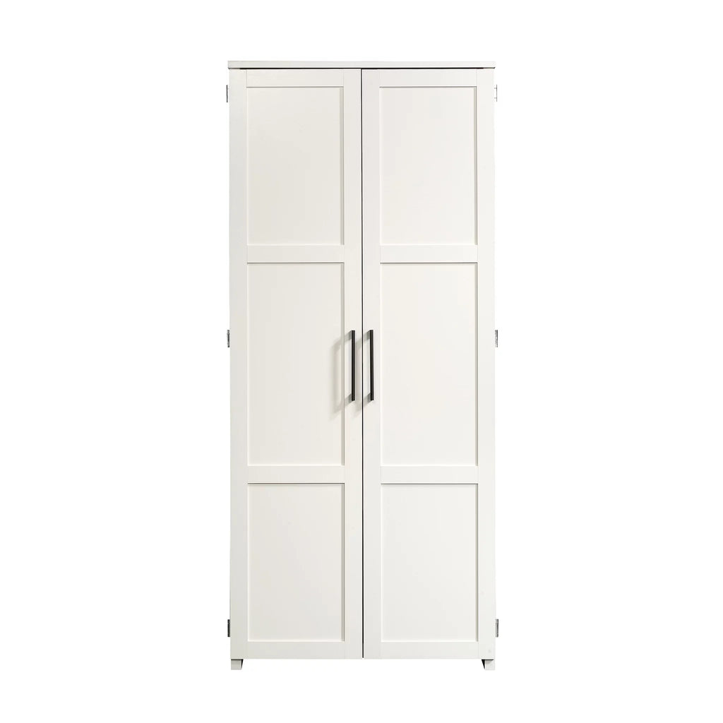 White 4-Shelf Wood Storage Cabinet U7682