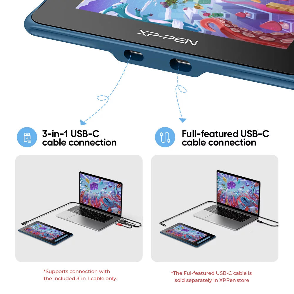 Blue Graphics Tablet with Screen Drawing Tablet U16706