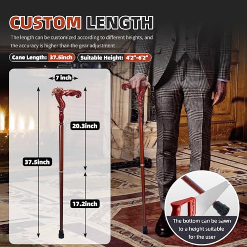 Handmade Wooden Walking Cane with Detachable Eagle Handle M11453