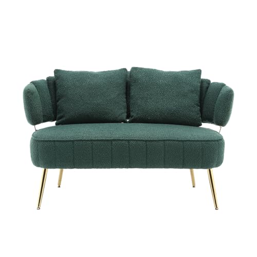 Beige Polyester 2-Seater Loveseat Sofa with Pillow P96608