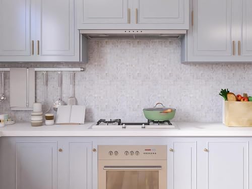 Ivory White Mother of Pearl Shell Mosaic Peel and Stick Tile Backsplash 6PCS T297