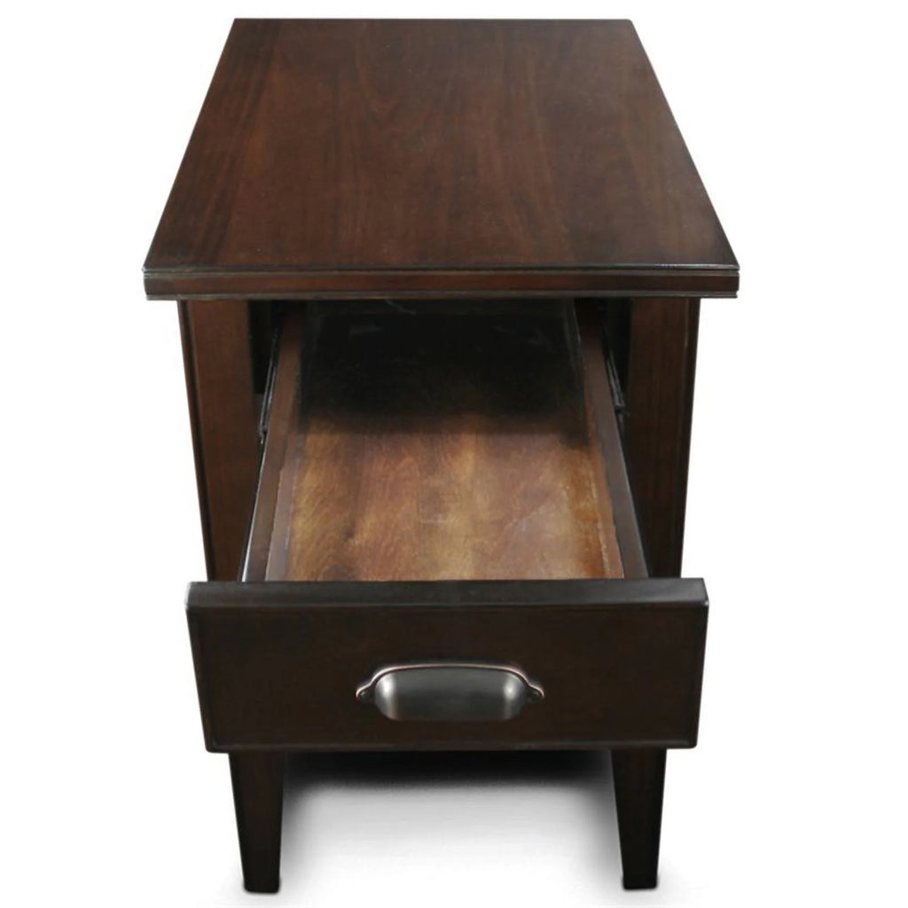 Traditional Wood End Table with Storage Drawer in Chocolate B1563