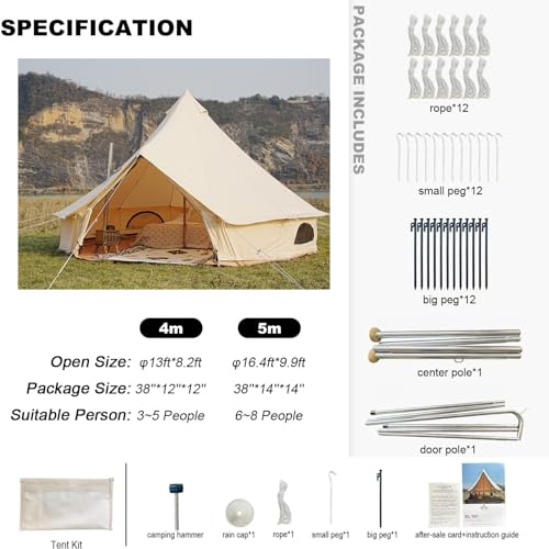 4 Seasons Breathable 100% Cotton Canvas Yurt Tent with Stove Jack E42969