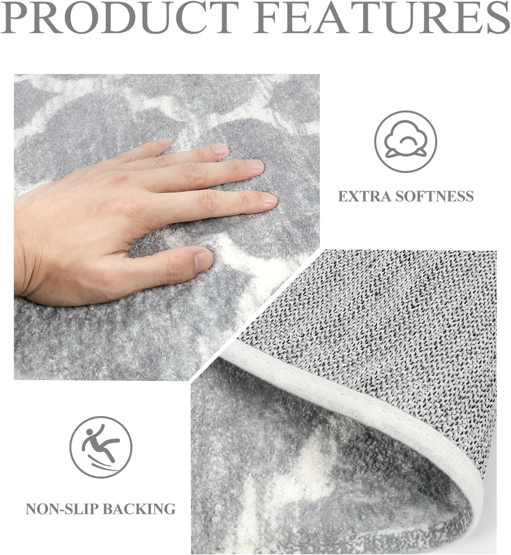 Round Faux Wool Non-Slip Area Rug 3' Diameter Gray T64934