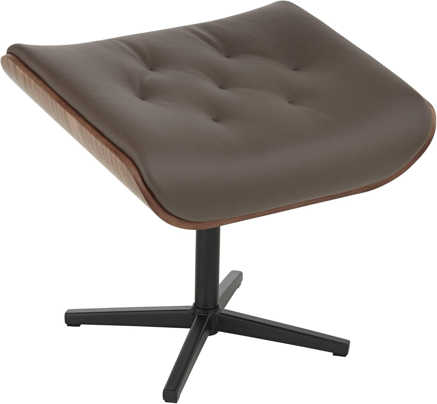 Chocolate Tufted Faux Leather Swivel Recliner and Slanted Ottoman R871