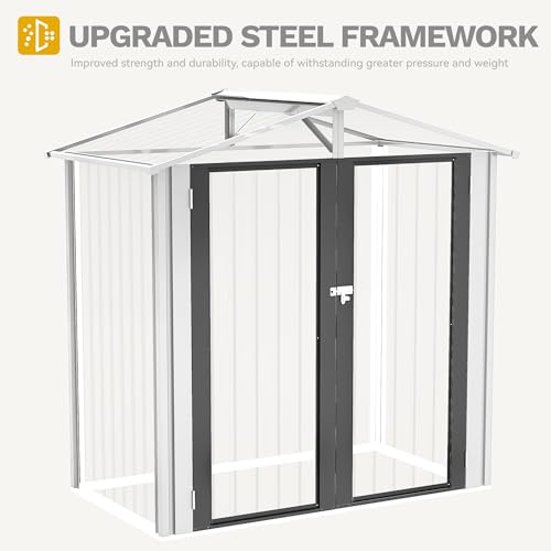 6x4ft Dark Gray Metal Storage Shed P978