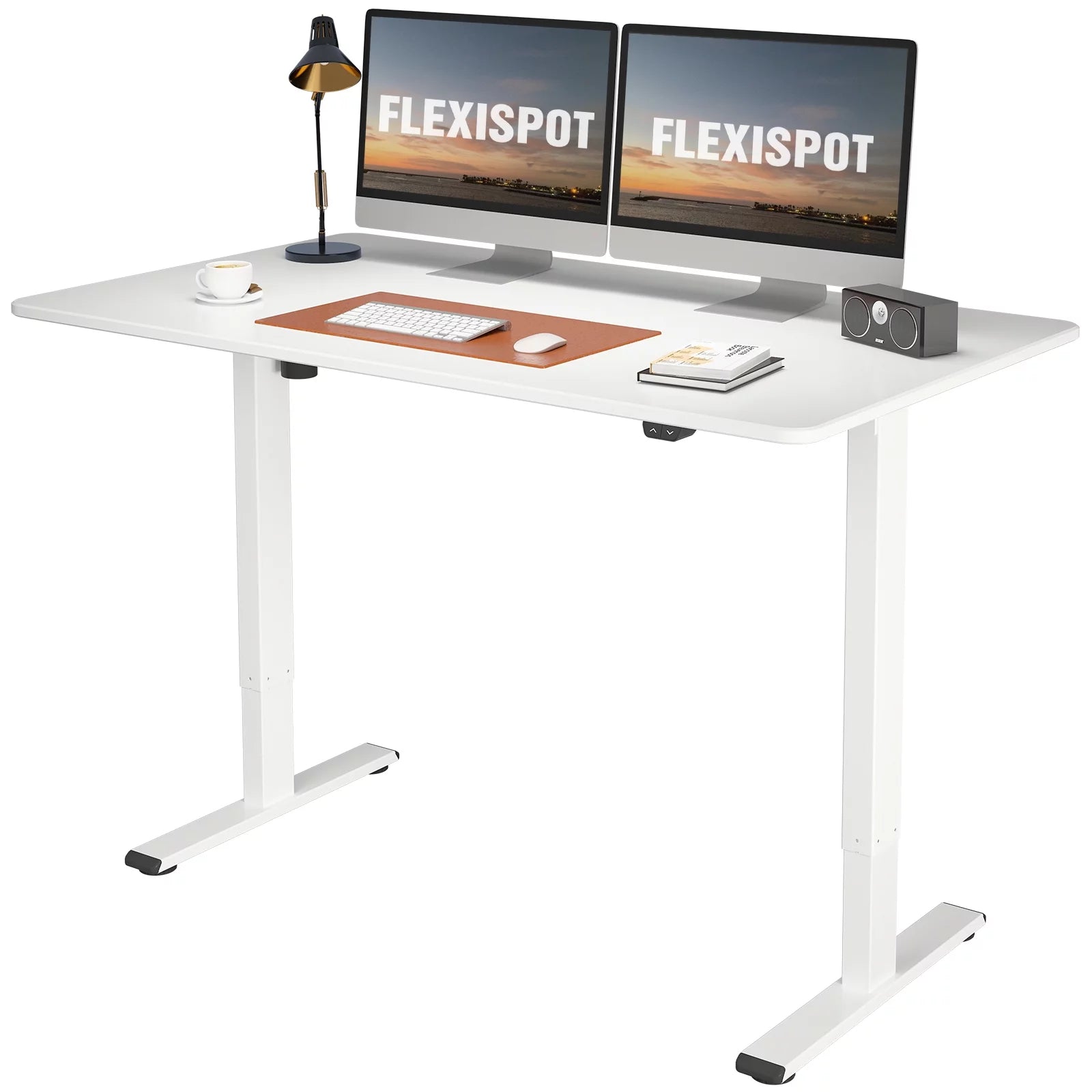 White Electric Height Adjustable Desk U555