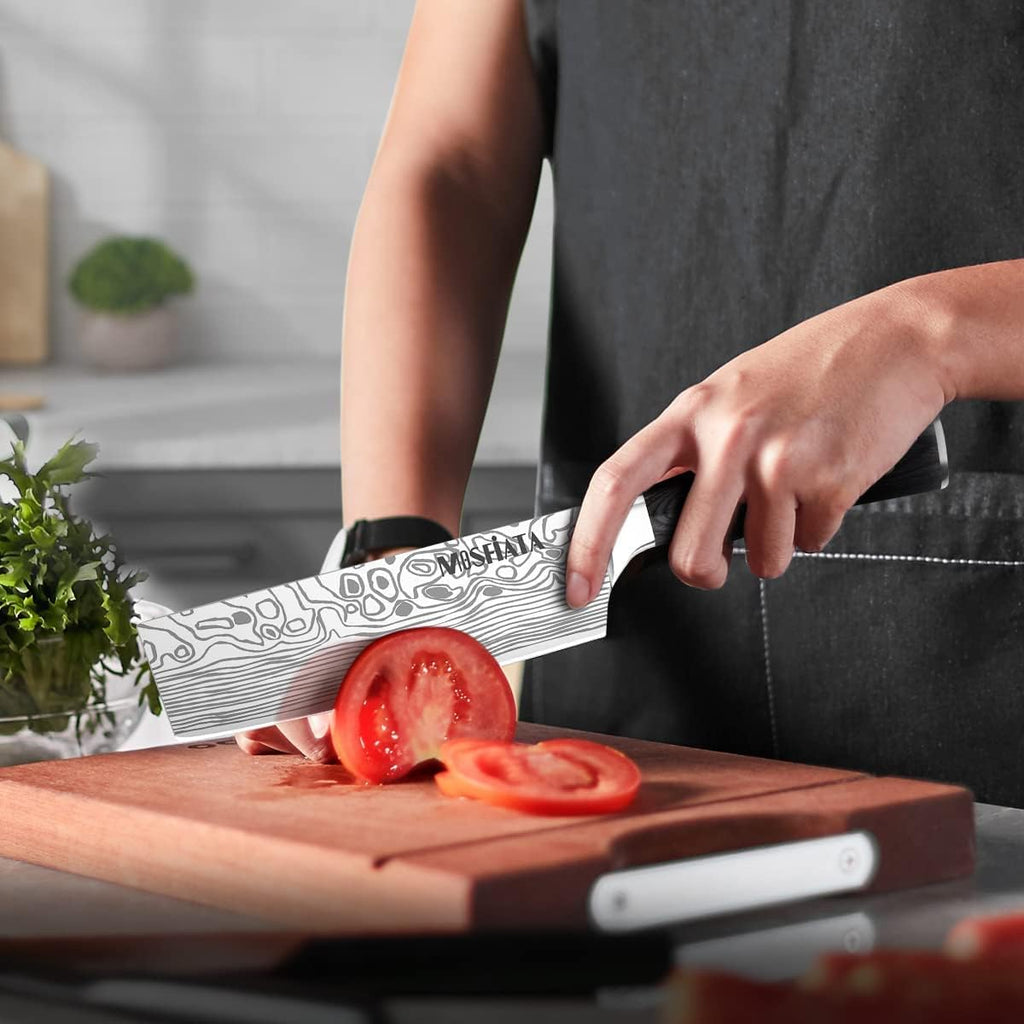 3 PCS German High Carbon Stainless Steel Chef Knife Set with Magnetic Knife Block A367368