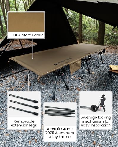Height Adjustable Portable Folding Camping Cot (Ranger Green) V12791