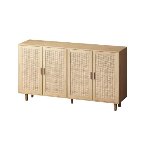 Natural Sideboard Cabinet with 4 Rattan Doors J561587