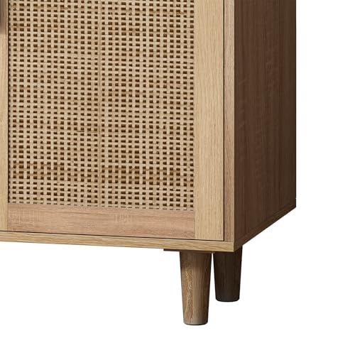 Natural Sideboard Cabinet with 4 Rattan Doors J561587