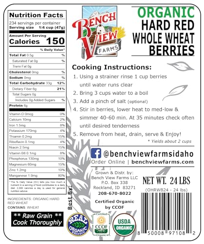 Organic Hard Red Wheat Berries - 3lbs L56335