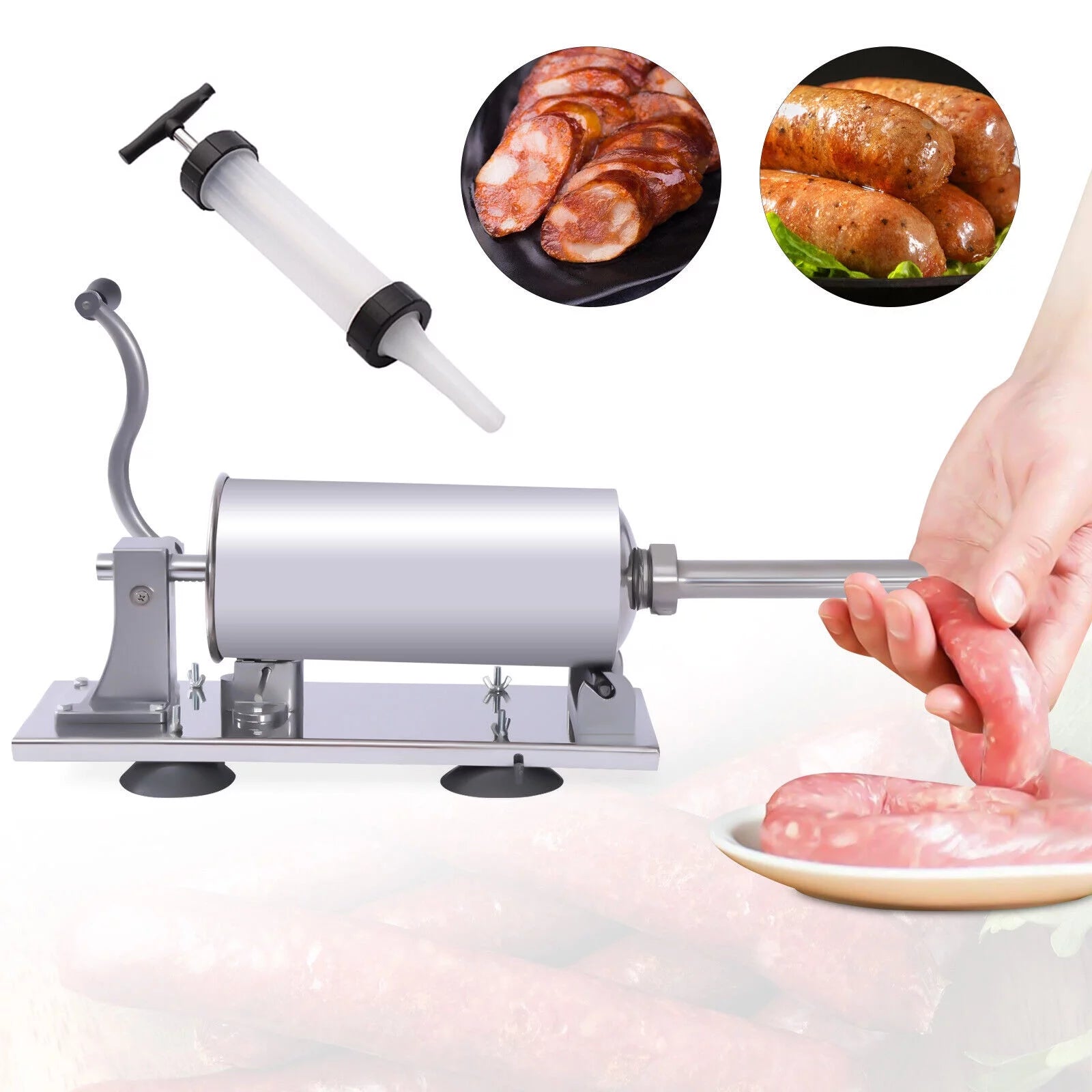 8LBS/4L Manual Stainless Steel Sausage Stuffer D347