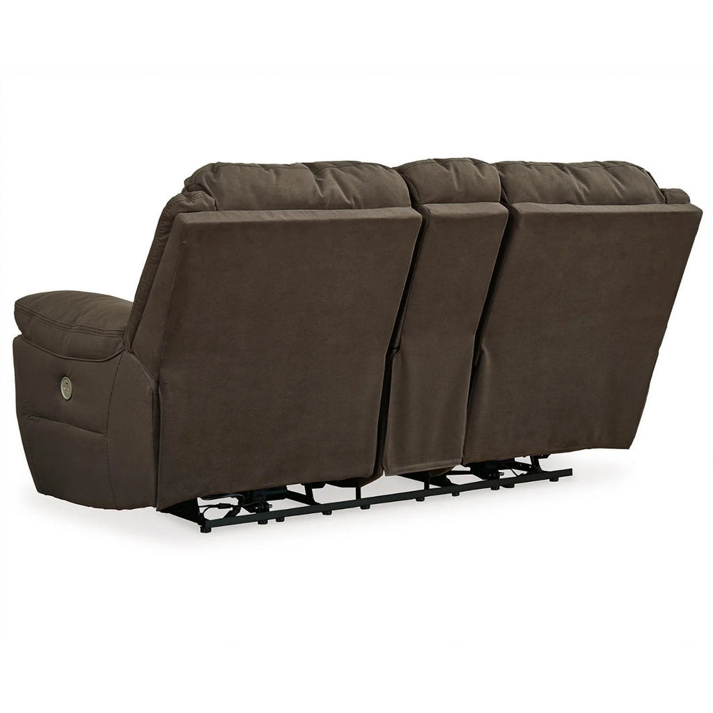 Brown Faux Leather Power Reclining Loveseat P204