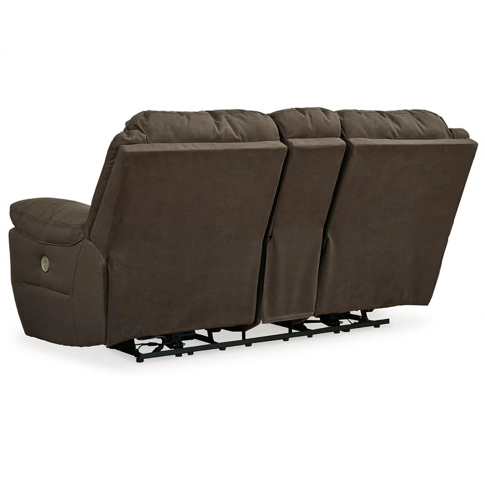 Brown Faux Leather Power Reclining Loveseat P204