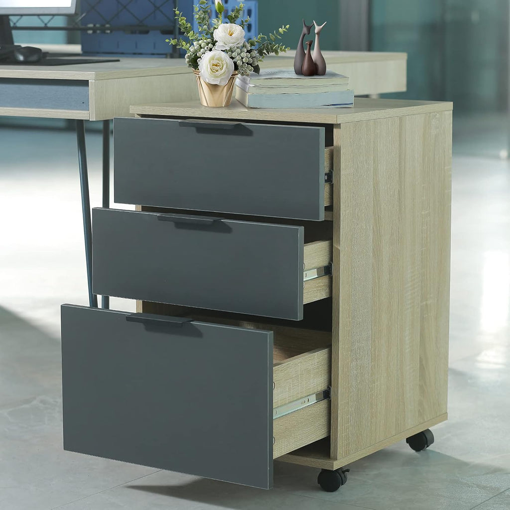 3 Drawer Rolling Wood File Cabinet with Wheels Z253459