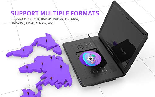 17.5" Portable DVD Player with 15.6" HD Screen, 6 Hours Rechargeable Battery, Black R1329