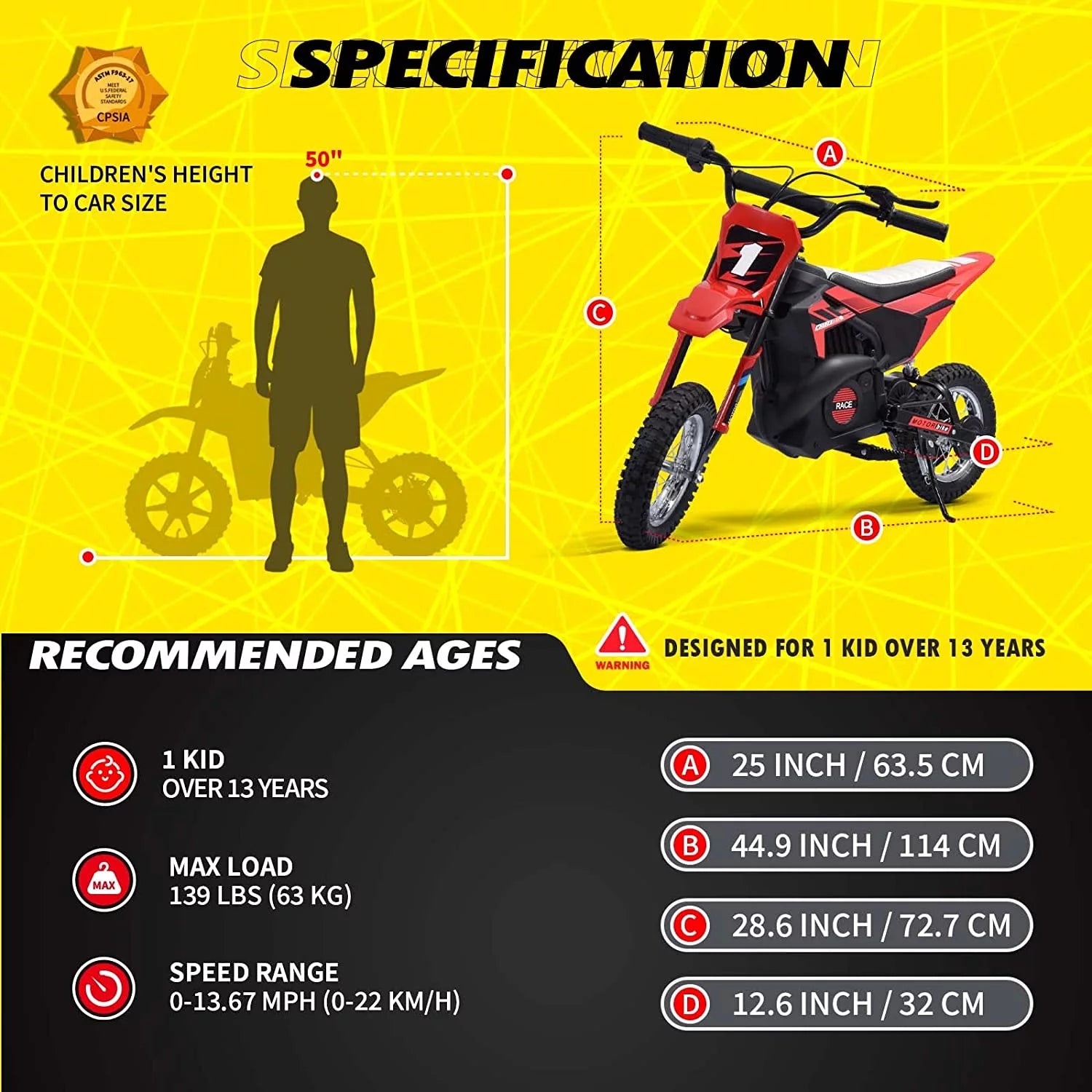 24V Kids Electric Dirt Bike with Rubber Tire, Suspension & Leather Seat C713