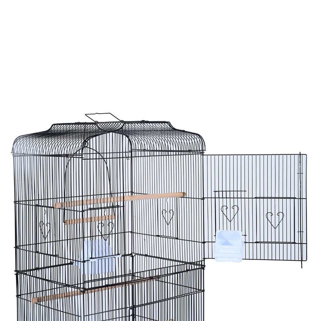 Black Metal Bird Cage with Rolling Stand N9743