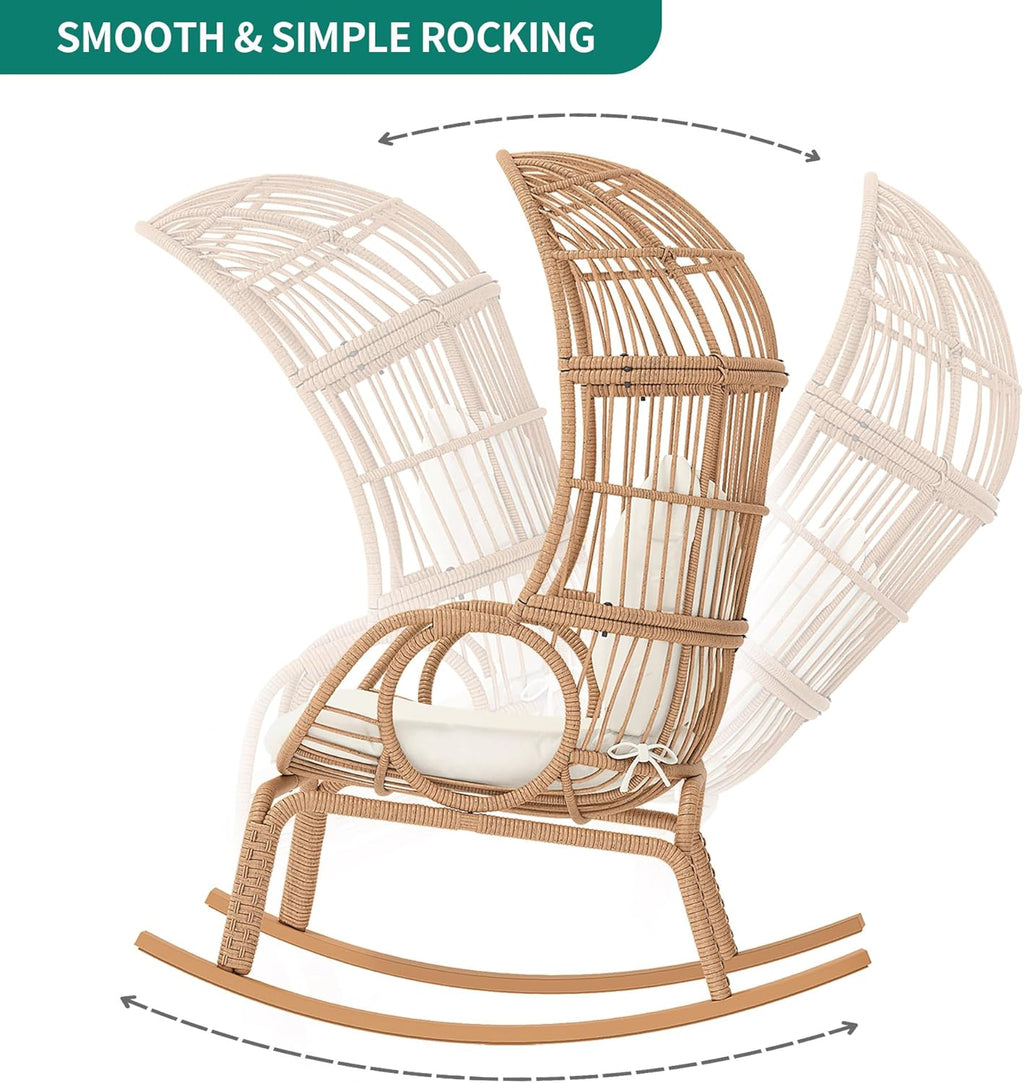 Beige Wicker Rocking Egg Chair B82875