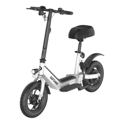 White Electric Scooter with Seat, 12" Pneumatic Tire, 400W Motor O603739