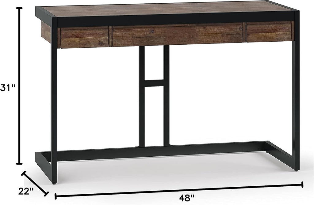 Solid Acacia Wood 48 Inch Wide Small Desk in Rustic Natural Aged Brown Y820433