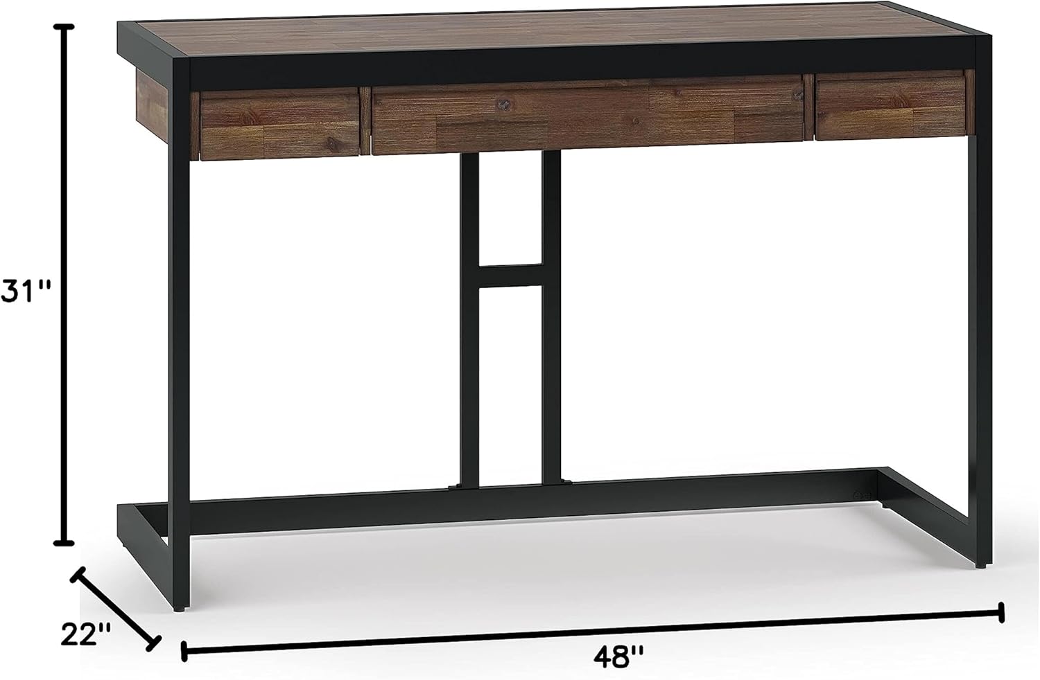Solid Acacia Wood 48 Inch Wide Small Desk in Rustic Natural Aged Brown Y820433