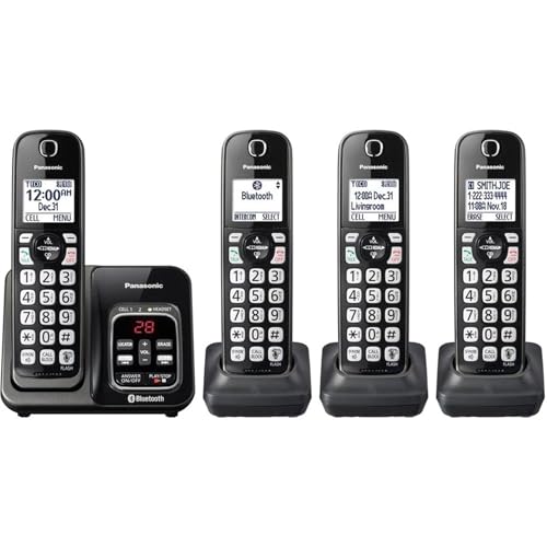 Metallic Black Cordless Phone System with 3 Handsets X839
