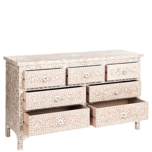 Pink Gray Hand Painted Wooden Chest of Drawers E3906