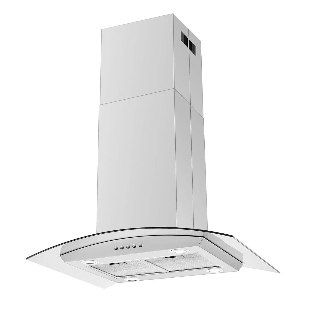 30 inch Island Mount Range Hood 900CFM Tempered Glass Stainless Steel M373