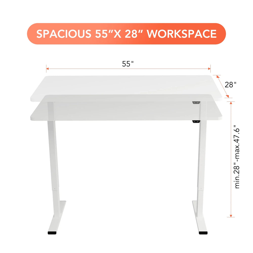 White Electric Height Adjustable Desk U555